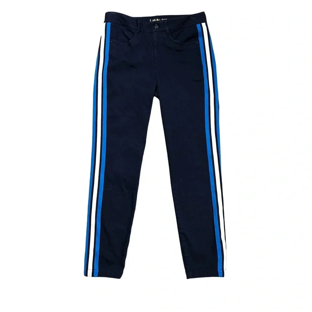 Polo Golf Ralph‎ Lauren Womens 6 Navy Pant W/ Blue & White Stripe on side EUC